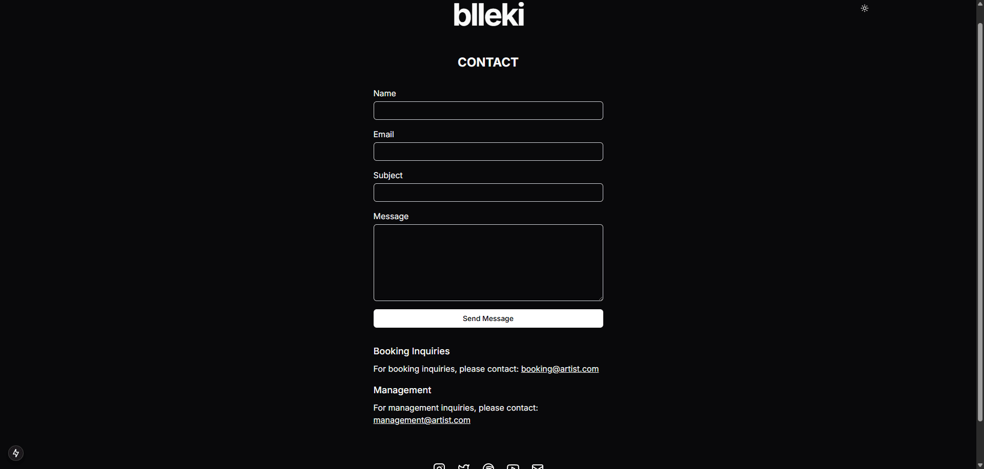 Showcasing the contact page