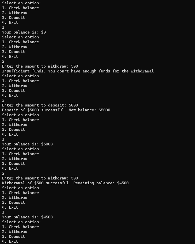 Banking App Console