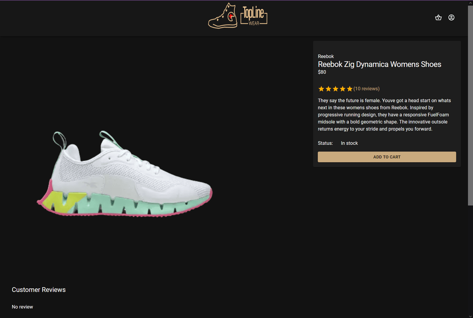 Product screen showcasing the product details