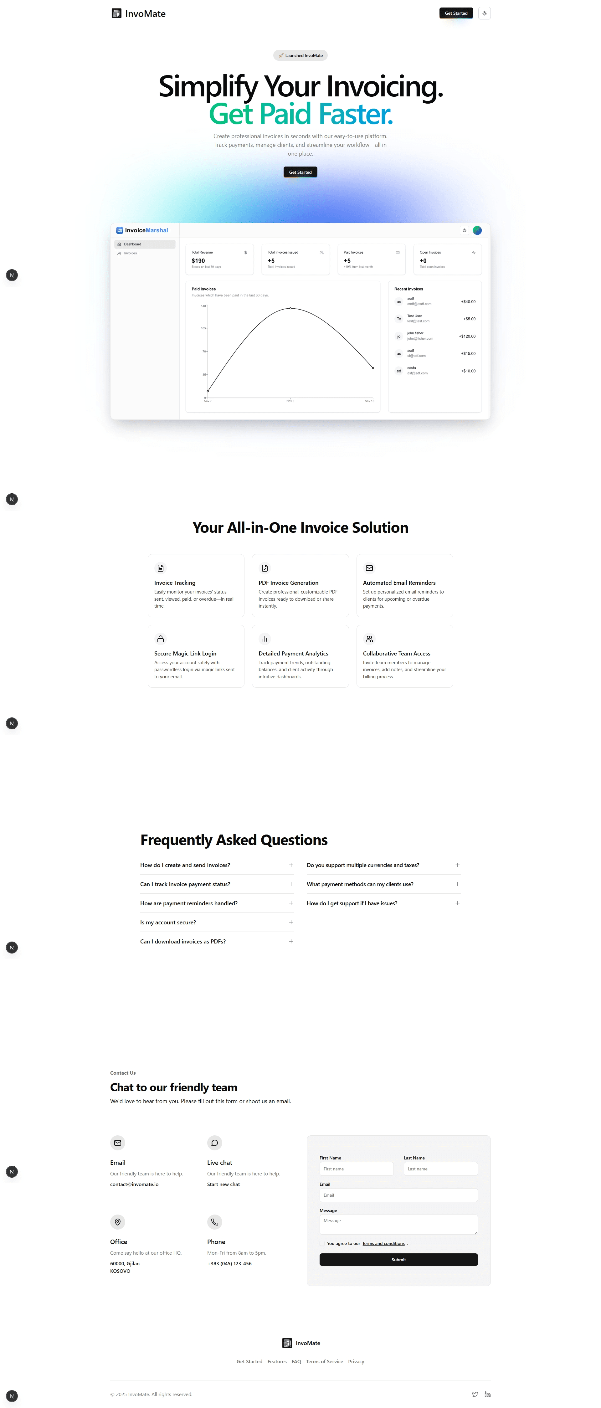 Showcasing the landing page in light theme