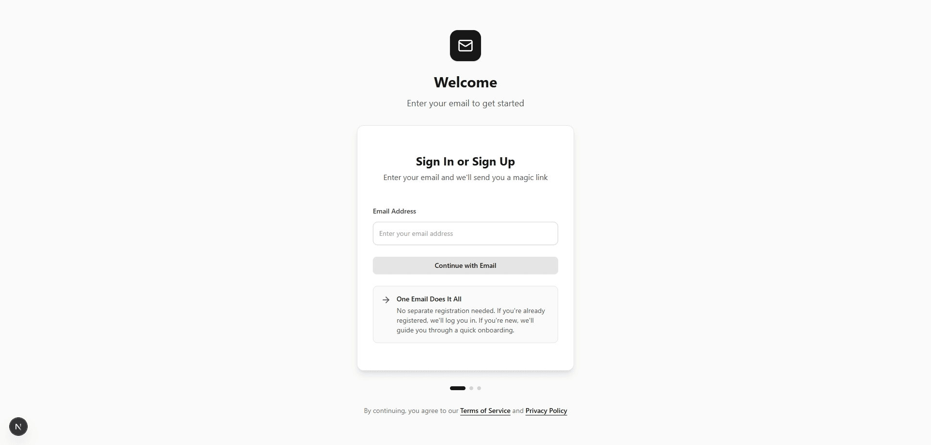 Showcasing the login page
