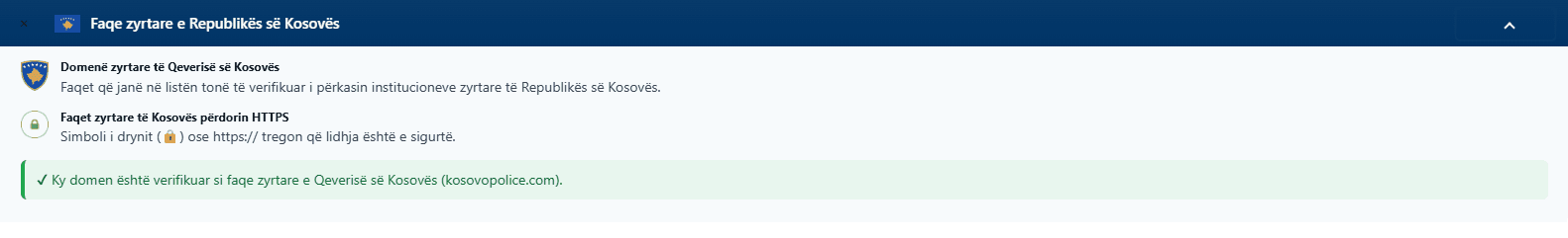 Showcasing the extension result in Albanian language