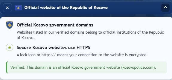 Showcasing the extension where the domain is official