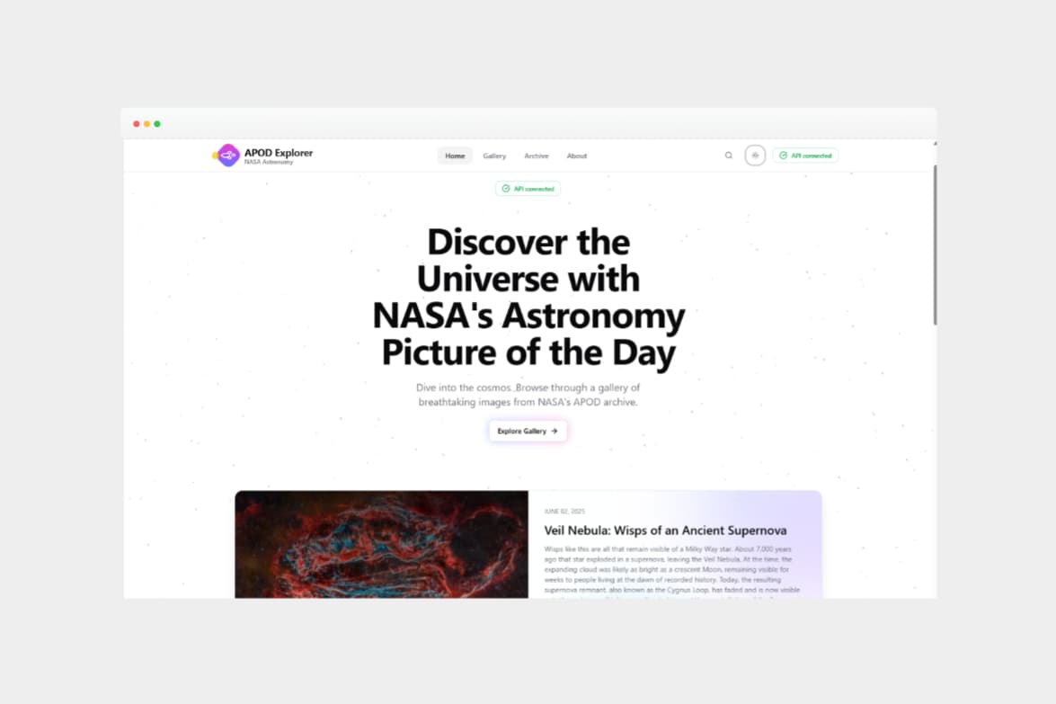 Showcasing the page in light theme